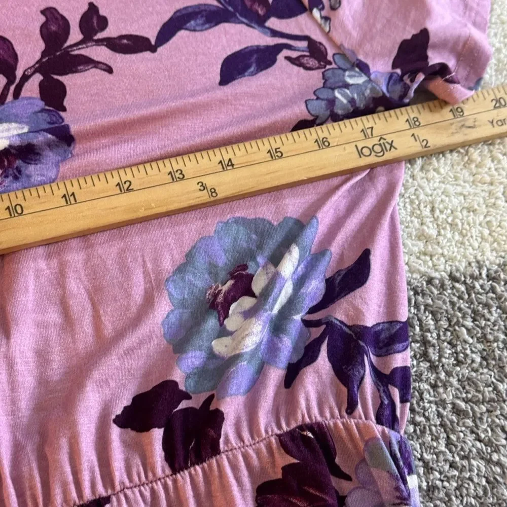 Levaca Dress Womens Size Large Floral belted Short Sleeve Maxi Summer casual New
